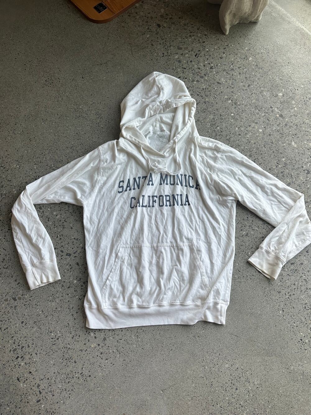 J.Galt Santa Monica California White Hoodie Made in USA One Size Brandy Melville